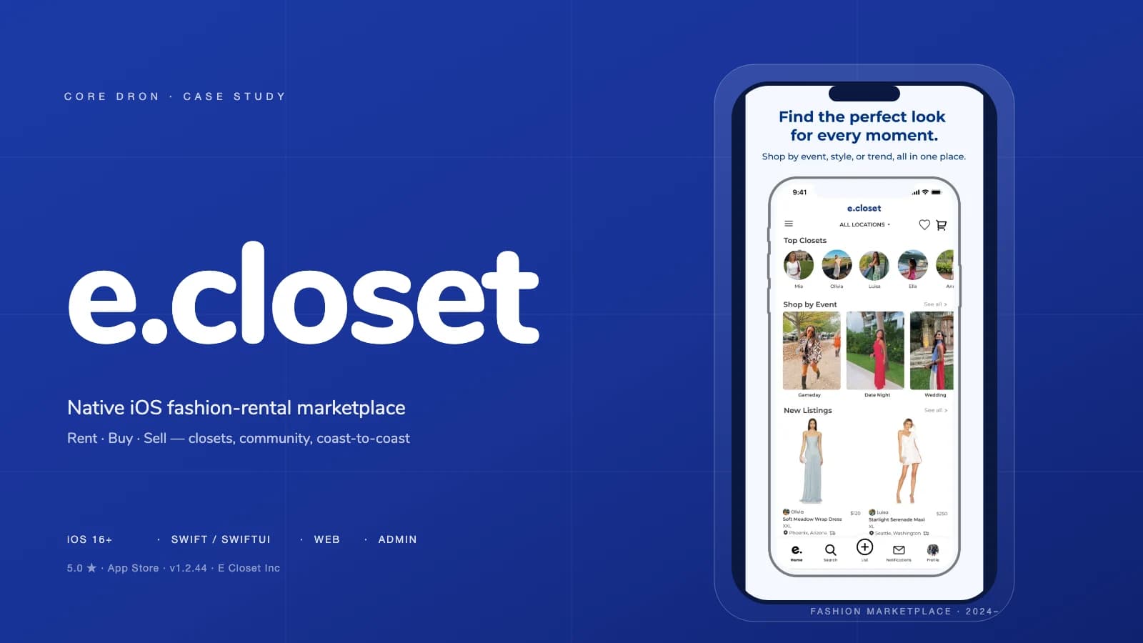 E Closet — Native iOS Fashion Rental & Resale Marketplace